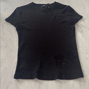 Theory Black Ribbed Knit Top size small